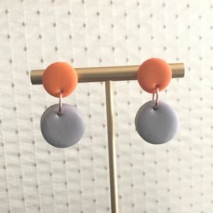 Orange and gray dangle earrings